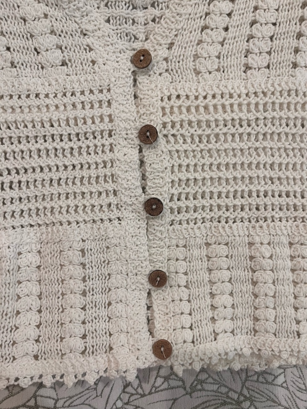 Rebellion Cream Crochet Button-Front Top - Picture 5 of 5